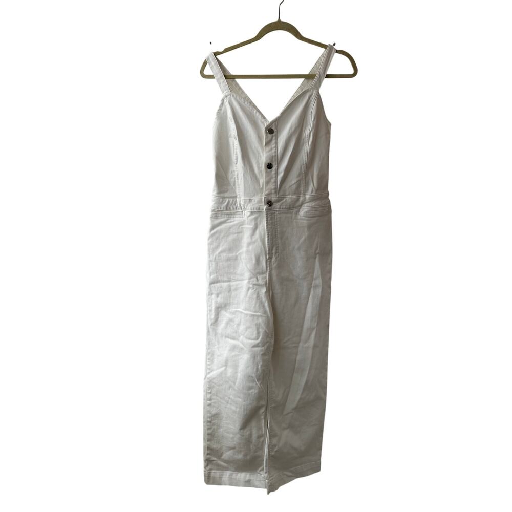 JEN7 White Denim Button Front Jumpsuit M